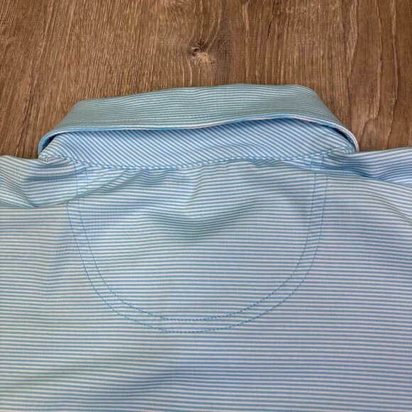 F&G Tech Mens Blue White Striped Masters Performance Golf Polo Shirt Size Large - Picture 5 of 13